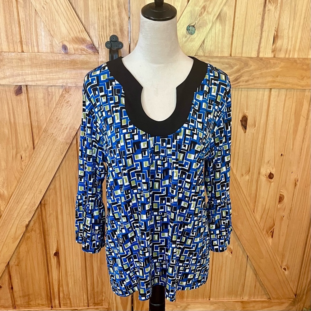 Chico's Ladies Blue Graphic 3/4 Sleeve Blouse
